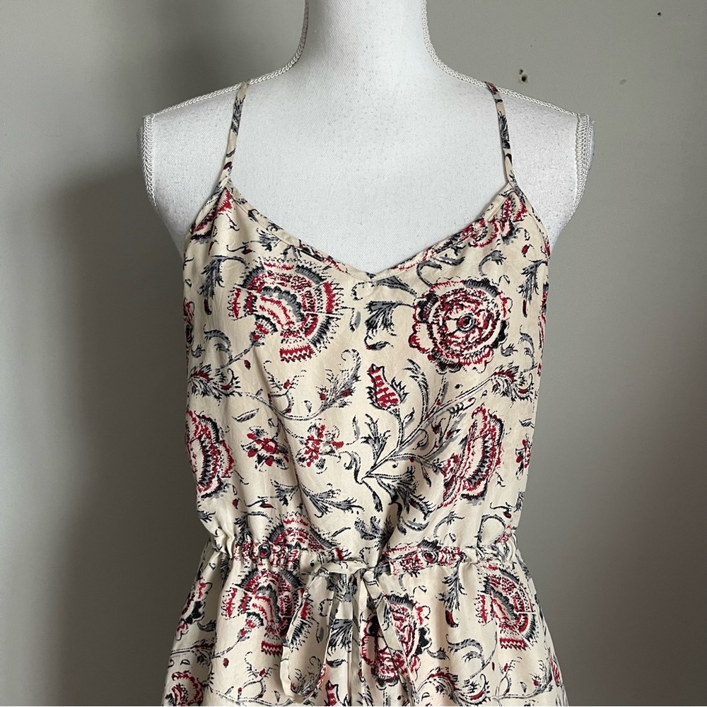 MADEWELL | Beige Floral Print Silk Sleeveless Dress Sz 8 - Picture 3 of 11
